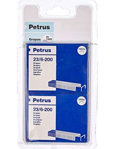 Petrus Pack de 4 Cajas de 1000 Agrafes 23/6-200 Cobreadas - Jusqu'à 20 Feuilles - Patilla de 6mm