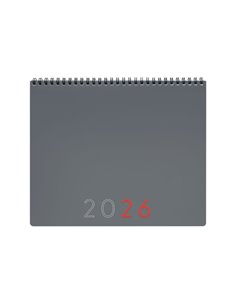 Finocam Agenda Planificador Internacional - Annuel 2026 - Espacio Pour Escribir - 250x13x200mm - Mes Vista - Couleur Gris
