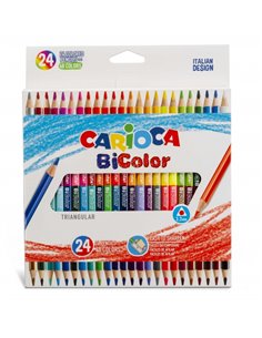Carioca Pack de 24 Lapices Bicolor Triangulares Lacados - Mina de Haute qualité Ø 3.3mm - Haute résistance à la Rotura - Couleur