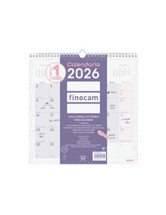 Finocam Chic Calendario de Pared - Annuel 2026 - 300x5x310mm - Espacio Pour Escribir - Couleur Violet