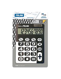 Milan Calculadora 10 Digitos - Calculadora de Sobremesa - Teclas Grandes - Tecla Rectificacion Entrée de Datos - Couleur Noir/Bl