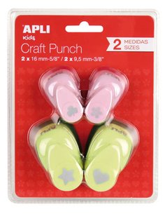 Apli Pack de 4 Perforadoras de Papier Avec Formas Variadas - Estrella (16mm), Corazon (16mm), Trebol (9.5mm) et Flor (9.5mm) - H