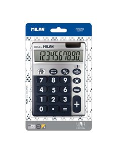 Milan Calculadora 10 Digitos Silver - Calculadora de Sobremesa - Teclas Grandes - Tecla Rectificacion Entrée de Datos - Couleur 