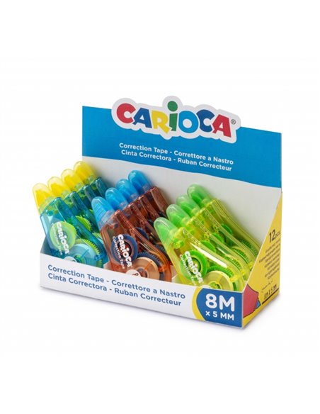 Carioca Tape Présentoir de 12 Correctores - Cubriente - Se Puede Volver à Escribir Enseguida - Idéal Pour Cualquier Tipo de Papi