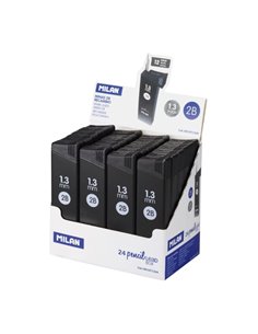 Milan Présentoir Avec 24 Cajas de 12 Minas de Grafito 1.3mm 2B - Haute résistance