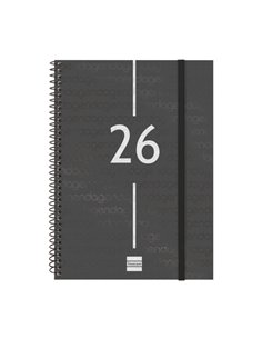 Finocam Year Agenda de Spirale - Annuel 2026 - Couvercle Légère - Format E10 - 162x14x212mm - Semaine sur 2 pages Horizontal - C