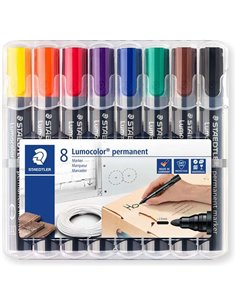 Staedtler Lumocolor 352 Pack de 8 Marcadores Permanentes - Séchage rapide - Couleurs assorties