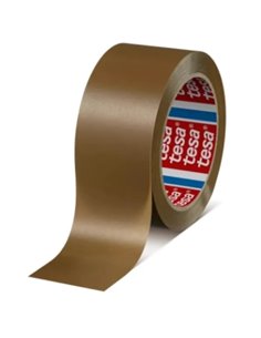 Tesa 4100 Precinto de Embalar Résistant 50mm x 66 Metros - PVC Rugoso - Adhésif Potente - Couleur Marron