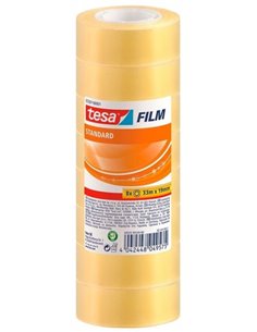 Tesa Tesafilm Standard Pack de 8 Cintas Autoadhesivas Transparentes 19mmx33m - Buena Adherencia et Haute résistance à la Luz UV 