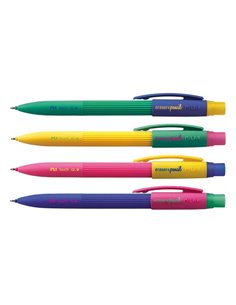 Milan PL1 Présentoir de 20 Portaminas - Mina 0.9mm 2B Grafito - Goma Milan Extra Larga - Couleurs assorties
