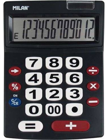 Milan Calculadora 12 Digitos Extra Grande - Teclas Grandes - Tecla Rectificacion Entrée de Datos - Apagado Automatico - Couleur 