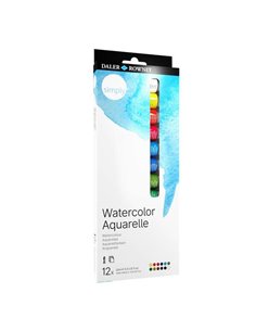 Daler Rowney Simply Pack de 12 Acuarelas 12ml - Se Humedecen Facilmente - Couleurs assorties