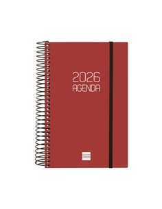 Finocam Opaque Agenda de Spirale - Annuel 2026 - Couvercle Légère - Fermeture Avec Goma Élastique - Format E5 - 135x24x181mm - 1