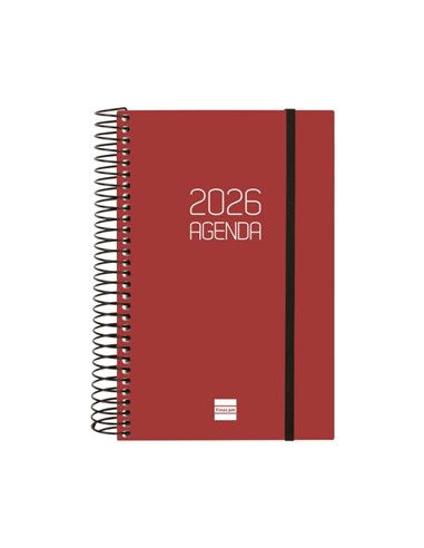 Finocam Opaque Agenda de Spirale - Annuel 2026 - Couvercle Légère - Fermeture Avec Goma Élastique - Format E5 - 135x24x181mm - 1
