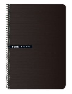 Enri Status Cahier Spirale Taille 4º Cuadricula 4mm 100 Feuilles Avec Margen - Couverture rigide - Couleur Noir