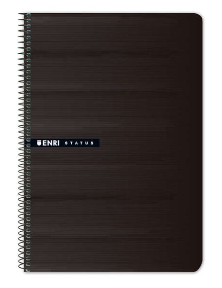 Enri Status Cahier Spirale Taille 4º Cuadricula 4mm 100 Feuilles Avec Margen - Couverture rigide - Couleur Noir