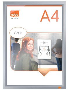Nobo Porta Posters Clip Aluminium A4 - Marco Anodizado - Cambio Rapide et Sencillo - Blanc