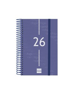 Finocam Year Agenda de Spirale - Annuel 2026 - Couvercle Légère - Format E5 - 135x24x181mm - 1 Dia Par Pagina - Couleur Bleu