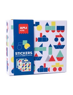 Apli Kids Juegos de Gomets Vehiculos - 200G Laminas Ilustradas - Gomets Removibles Geometricos - Alto Valor Didactico - Design E