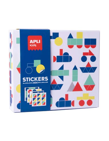 Apli Kids Juegos de Gomets Vehiculos - 200G Laminas Ilustradas - Gomets Removibles Geometricos - Alto Valor Didactico - Design E