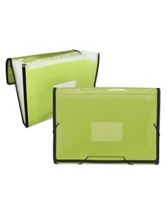 Ingraf Chemise Frame Fuelle 13 Departamentos Taille A4 - Polipropileno Translucido - Gomas et Solapas - Couleur Vert