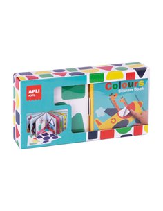 Apli Libro de Pegatinas Formas Geometricas - Taille 100x100x40mm - 10 Paginas de Carton Rigido 3mm - 4 Feuilles de Gomets Removi