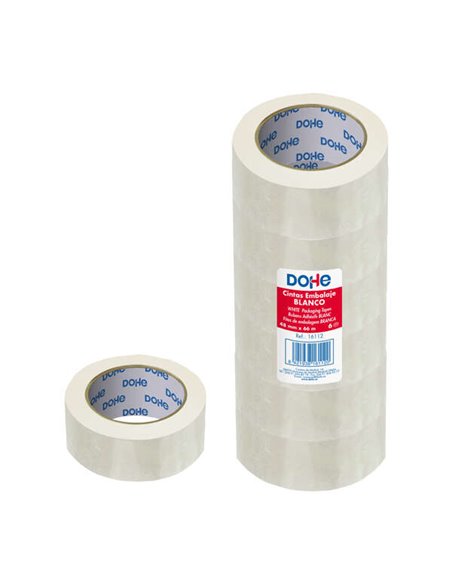 Dohe Precinto de Polipropileno 48mmx66m - Potente Adhésif - Couleur Blanc