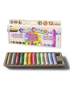 PlayColor Tuttifrutti Pack de 12 Temperas Solidas - No Arrugan le Papier - No Necesitan Barniz - Couleurs Metallic, Fluo et Past