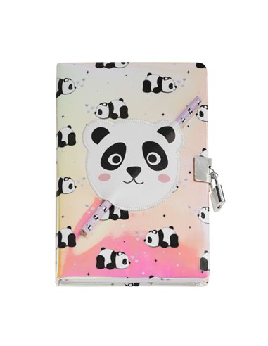 Miquel Rius Back2Fun Diario Secreto Holografico Panda - Fermeture Avec Candado - Crayon Incluido