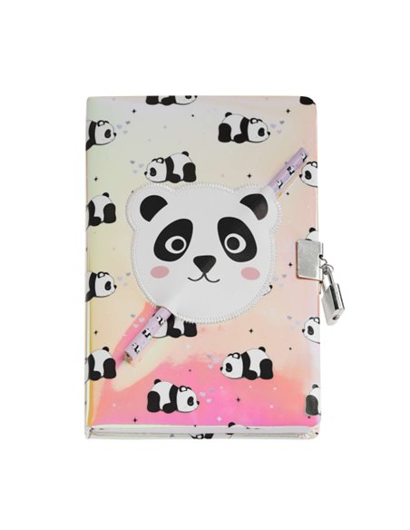 Miquel Rius Back2Fun Diario Secreto Holografico Panda - Fermeture Avec Candado - Crayon Incluido