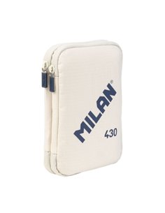 Milan Coleccion 430 Plumier de 2 Pisos Avec 2 Gomas de Borrar, Sacapuntas, Crayon, Stylo à bille P1 Touch Bleu, Règle, 12 Lapice