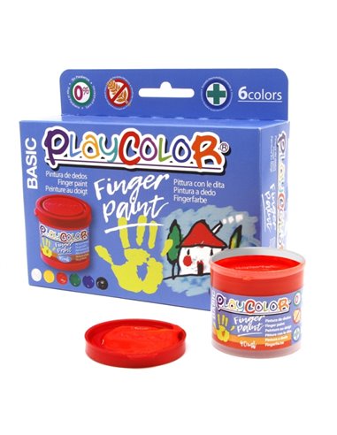 PlayColor Basic Finger Paint Pack de 6 Botes de Pintura Pour Dedos 40ml - Testado Dermatologicamente - Séchage rapide - Sans Dis