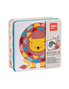 Apli Juegos de Gomets Leon - Comprend 16 Laminas et 14 Feuilles de Gomets Removibles - Estimula la Psicomotricidad Fina et le Pe