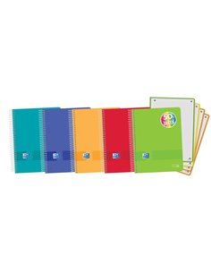 Oxford Live & Go A5+ Europeanbook - Couvercle de Plastico - 120 Feuilles - Couleurs assorties