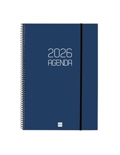 Finocam Opaque Agenda de Spirale - Annuel 2026 - Couvercle Légère - Fermeture Avec Goma Élastique - Format E40 - 217x14x297mm - 
