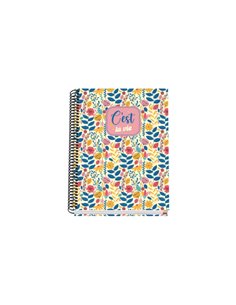Dohe C`est la Vie Cahier Spirale A5 100 Feuilles Cuadricula 5mm - Couverture rigide Impresa à todo Couleur et Plastificada en Br