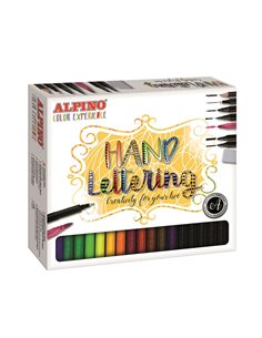 Alpino Couleur Experience Pack de 24 Feutres Hand Lettering + 1 Feutre Pointe Super Pincel, 1 Feutre Pointe Fina, 1 Feutre Doubl