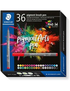 Staedtler 371 Pack de 36 Feutres Pointe de Pincel Doux - Couleurs Vivos et Brillantes - No Amarillea Avec le Paso du Tiempo - Nu