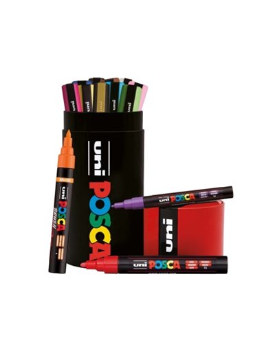 Posca Lata Metalica Avec 13 Marcadores de Pintura - 4x PC-5M, 5x PC-3M, 4x PC-5BR - Encre Base al Eau - No Permanent - Résistant