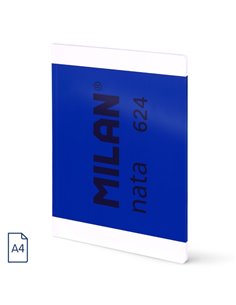 Milan Nata 624 Carnet Encolada Format A4 Liso - 48 Feuilles de 95 gr/m2 - Microperforado - Couleur Bleu