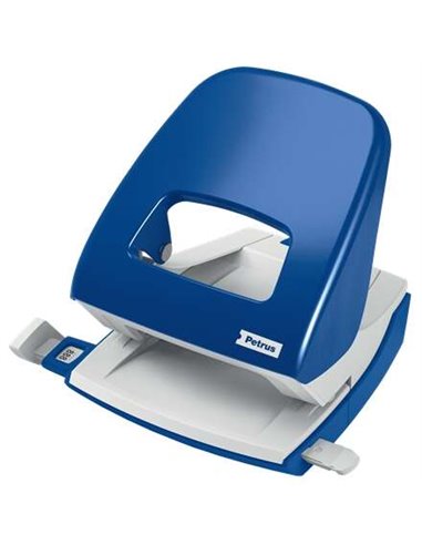 Petrus 62 Perforateur Metalico - Jusqu'à 30 Feuilles - Marcas de Format - Facile Vaciado - Punzones 5.5mm - Couleur Bleu