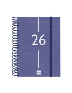 Finocam Year Agenda de Spirale - Couvercle Légère - Format E10 - 175x29x212mm - 1 Dia Par Pagina - Couleur Bleu