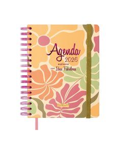 Finocam Talkual Agenda de Spirale - Annuel 2026 - Couverture rigide - Fermeture de Goma - Format 1/4 - 155x217mm - Semaine sur 2