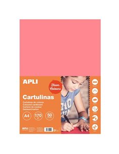Apli Cartulina Rose Fluo A4 170g 50 Feuilles