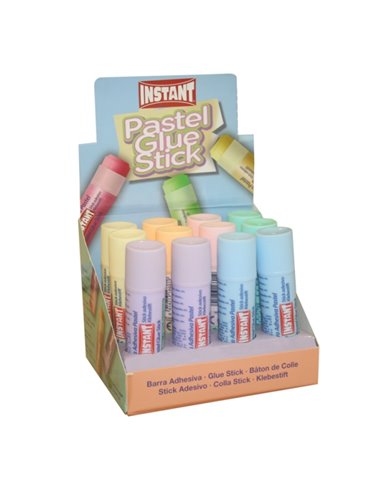 Instant Pastel Barra de Pegamento 20grs - Adapté Pour Usage Infantil et/ou Domestique - Lavable - Sans Disolventes - Couleurs as