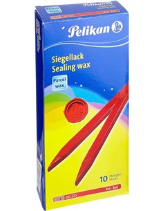 Pelikan Lacre Pack de 10 Barras de Lacre Pour Paquetes - Idéal Pour Sellar Paquetes de Forma Segura - Couleur Rouge