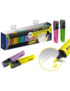 Bismark Pack de 24 Marcadores Fluorescentes - Pointe Biselada 2 - 5mm Aprox - Encre Base de Eau - Larga Duracion - Couleurs Neon