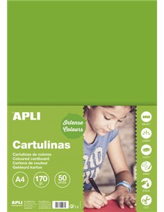 Apli Cartulina Vert Hierba A4 170g 50 Feuilles