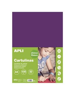 Apli Cartulina Morada A4 170g 50 Feuilles