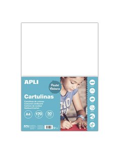 Apli Pack de 50 Cartulinas A4 170g - Sans de Acidos - Aptas Pour Usage Scolaire - Couleur Blanc